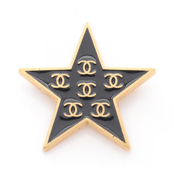 CHANEL Jewelry - CHANEL Black Logo Brooch
